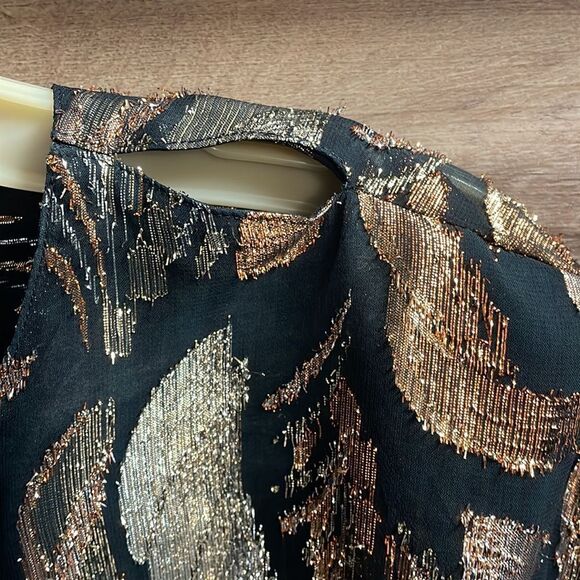 A.C. Sport Ladies Dressy Top Black and Gold Shimmery Design - Picture 5 of 8
